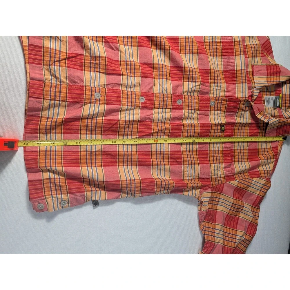 The North Face A5 Series Men Small Red Orange Plaid Short Sleeve Button Up 688